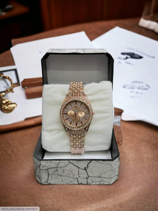👑 Royal Diamond Chronograph Watch – Elite Rose Gold Edition